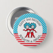 Ding Eins Ding Zwei | Zwillinge Geburtstag Button (Vorne & Hinten)