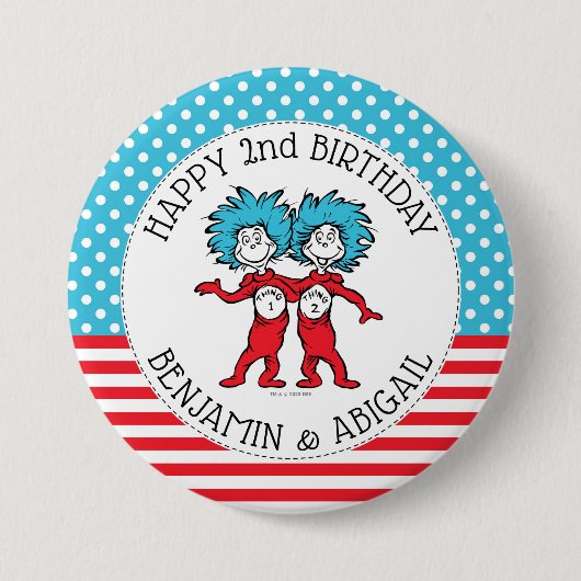 Ding Eins Ding Zwei | Zwillinge Geburtstag Button (Vorderseite)