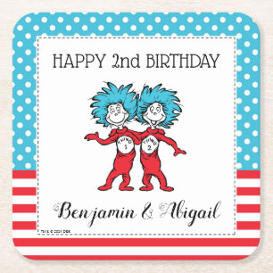 Ding Eins Ding Zwei Zwillinge Geburtstag Rechteckiger Pappuntersetzer