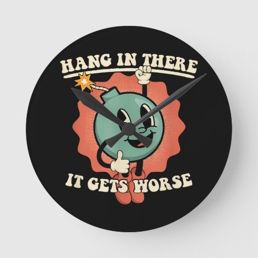 Ding in it's wird schlimmer Funny Cartoon Bomb Runde Wanduhr (Vorderseite)