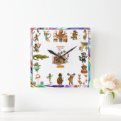 Dingaling Bros Circus acts Quadratische Wanduhr (Zuhause)