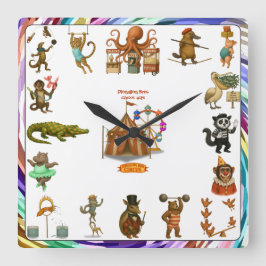Dingaling Bros Circus acts Quadratische Wanduhr