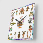 Dingaling Bros Circus acts Quadratische Wanduhr (Winkel)