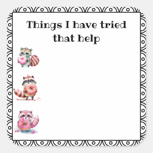 'Dinge, die helfen' Health Journal Quadratischer Aufkleber (Vorderseite)