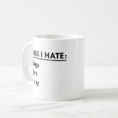Dinge, die ich hasse kaffeetasse (Vorderseite Links)