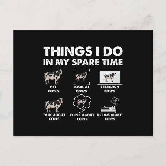 Dinge, die ich in meiner Freizeit Bauer Kühe schen Postkarte (Vorderseite)