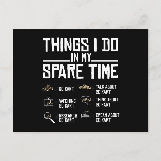 Dinge, die ich in meiner Freizeit tue, los Kart Postkarte (Vorderseite)