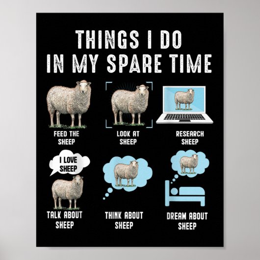 Dinge, die ich in meiner Freizeit tue Schafe Lusti Poster (Vorne)