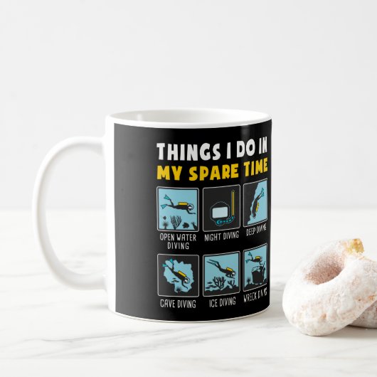 Dinge, die ich in meiner Freizeit tue Scuba Diver Kaffeetasse (Mit Donut)