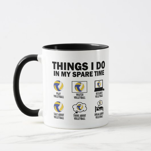 Dinge, die ich in meiner Freizeit Volleyball Funny Tasse (Links)
