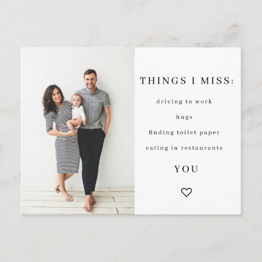 Dinge, die ich vermisse Quarantine Postcard Postkarte (Vorderseite)