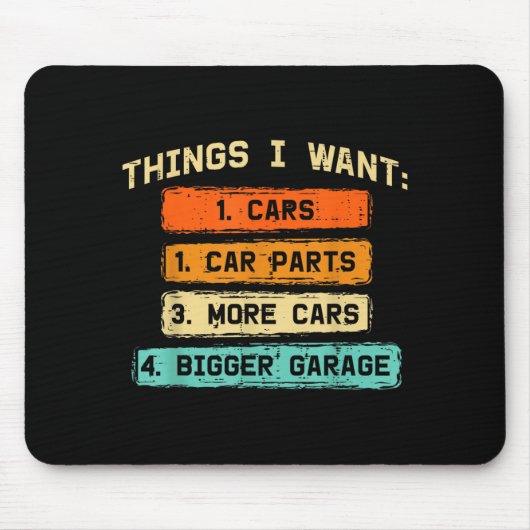 Dinge, die ich will Autoteile Lustiger Autotyp Mec Mousepad (Vorne)