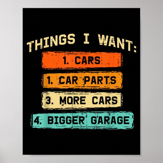 Dinge, die ich will Autoteile Lustiger Autotyp Mec Poster (Vorne)