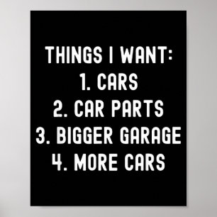 Dinge, die ich will Autoteile Lustiger Autotyp Mec Poster