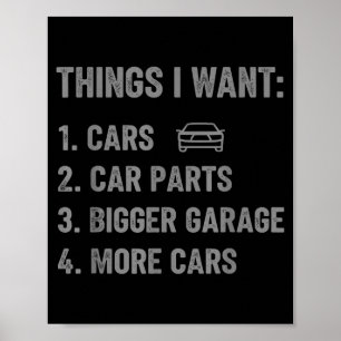 Dinge, die ich will Teile und Garage Lustiger Auto Poster