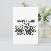 Dinge, die ich Woll Autos Autoteile eine größere G Dankeskarte (Stehend Vorderseite)