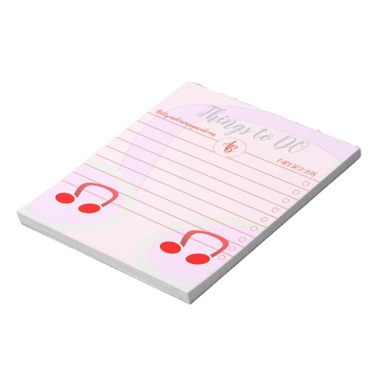 Dinge, die Melody Pink Notepad ausführen Notizblock (Rotiert)
