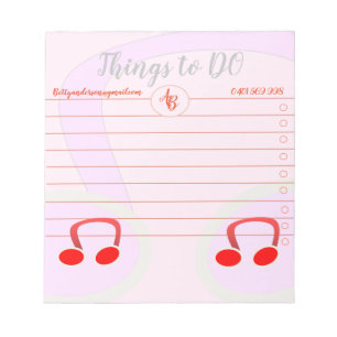 Dinge, die Melody Pink Notepad ausführen Notizblock