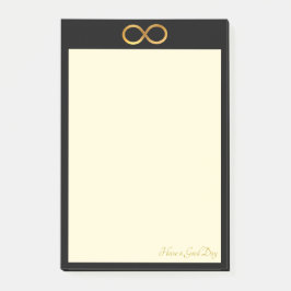 Dinge, die mit dem goldenen Unendlichkeitssymbol z Post-it Klebezettel