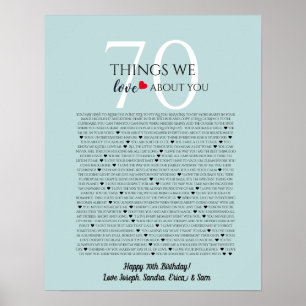 Dinge, die wir an dir lieben 70, 60, 50, Poster