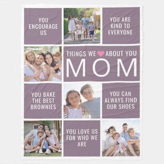 Dinge, die wir Liebe über Sie Mama Foto Collage Fleecedecke (Vorderseite)