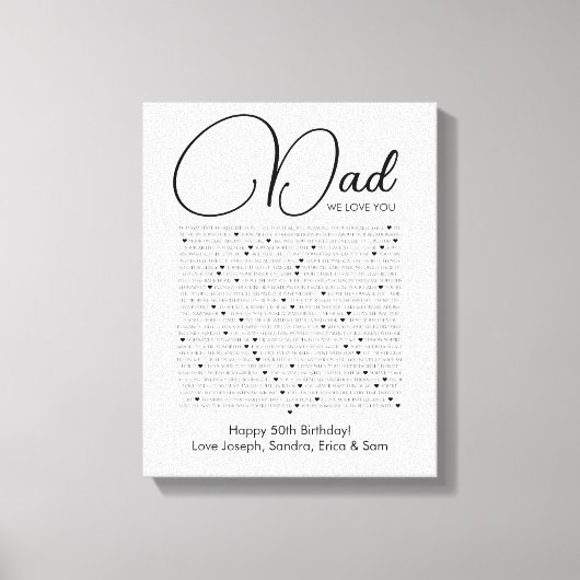 Dinge, die wir Liebe über Sie Papas Leinwand druck (Vorderseite)