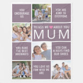 Dinge, die wir über Sie Liebe Mum Foto Collage Fleecedecke (Vorderseite)
