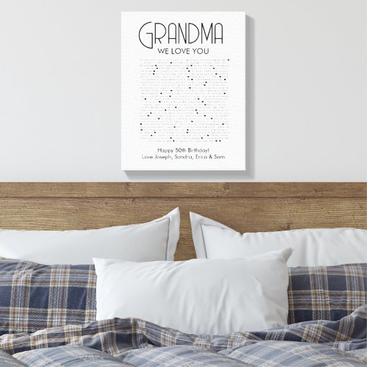 Dinge, die wir über Sie Oma Liebe Leinwanddruck (Insitu (Schlafzimmer))