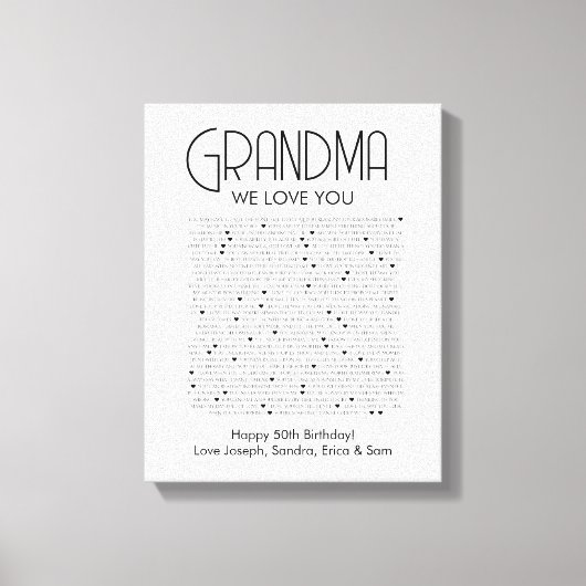 Dinge, die wir über Sie Oma Liebe Leinwanddruck (Vorderseite)