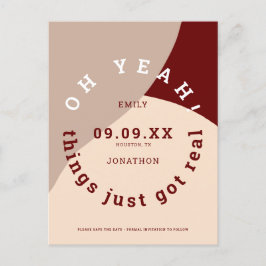 Dinge Got echte Form Burgundy Cream Save the Date Ankündigungspostkarte