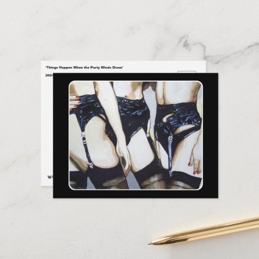 'Dinge passieren' Gemälde auf einem Postkarte (Vorderseite/Rückseite Beispiel)