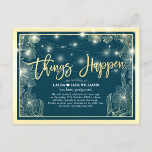 Dinge passieren Hochzeitspause Gold-Blume Ankündigungspostkarte