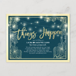 Dinge passieren Hochzeitspause Gold-Blume Ankündigungspostkarte
