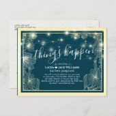 Dinge passieren Hochzeitspause Gold-Blume Ankündigungspostkarte (Vorne/Hinten)