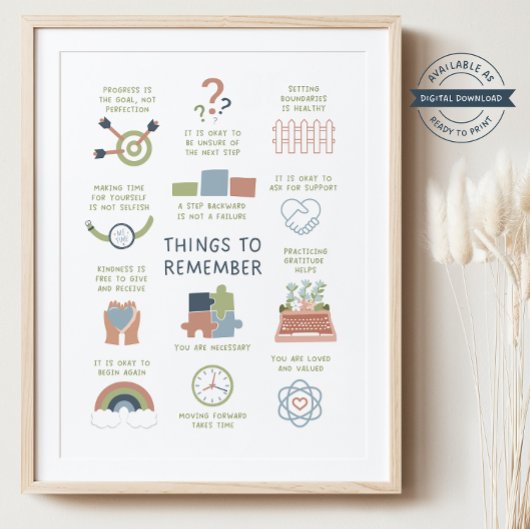 Dinge, um sich zu merken, Affirmations Self-Care-P Poster