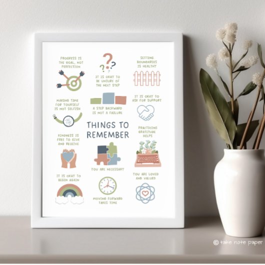 Dinge, um sich zu merken, Affirmations Self-Care-P Poster