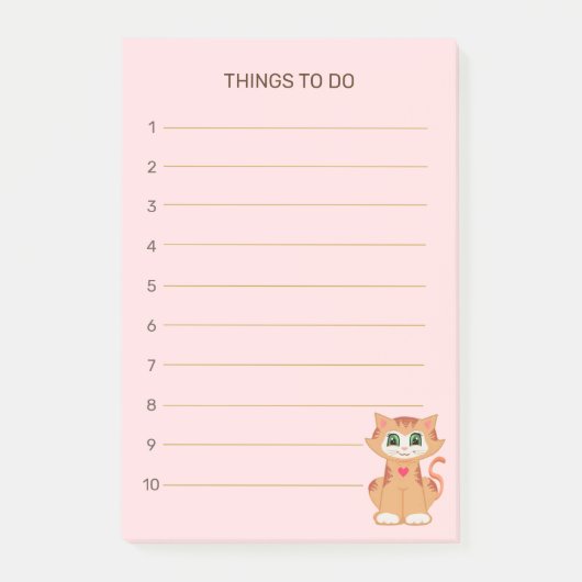 Dinge zu tun & getigerte Katze Post-it Klebezettel (Vorderseite)