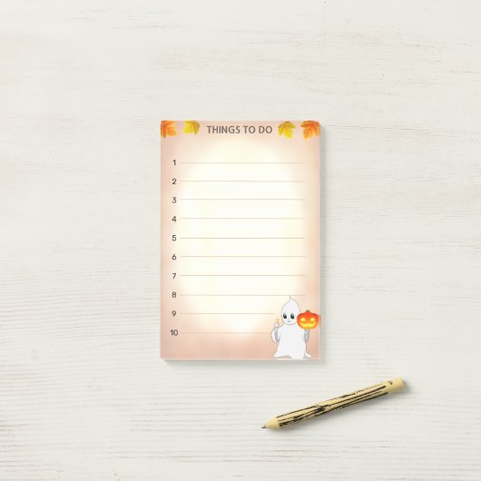Dinge zu tun & Ghost, Pumpkin & Candle auf Scroll Post-it Klebezettel (Auf Schreibtisch)
