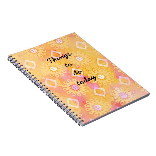 Dinge zu tun Heute rosa gelbe Boho-Notebook Notizblock (Rechte Seite)
