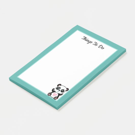 Dinge zu tun Panda Bären auf Aquamarin und weiß Post-it Klebezettel (angewinkelt)