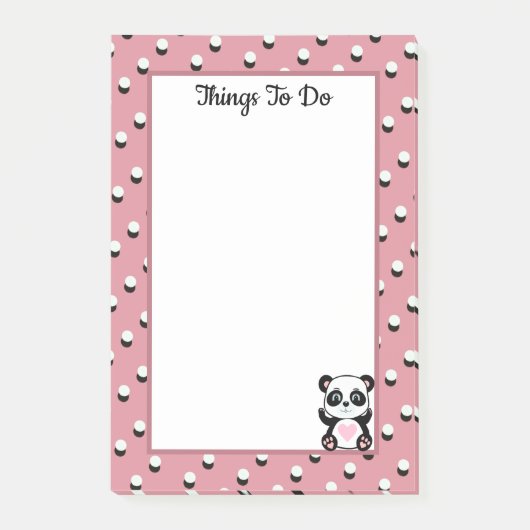 Dinge zu tun Panda Bären & Polka Dots auf Rose Gol Post-it Klebezettel (Vorderseite)