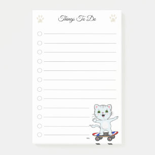 Dinge zu tun & Süße Skater-Katze Post-it Klebezettel