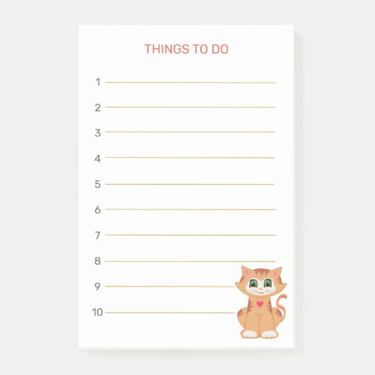 Dinge zu tun & Tabby Ginger Kitty Cat Post-it Klebezettel (Vorderseite)