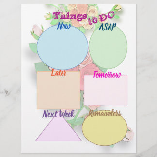 Dinge zu tun und heute Zeitplan Rose Planer Briefbogen