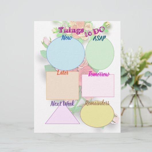 Dinge zu tun und heute Zeitplan Rose Planer Briefbogen (Stehend Vorderseite)