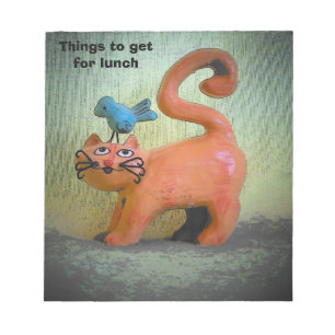 Dinge zum Mittagessen hungrig kitty bekommen Notizblock