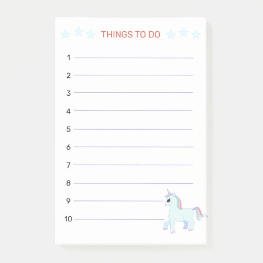 Dinge zum Tun & Einhorn Post-it Klebezettel (Vorderseite)