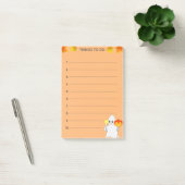 Dinge zum Tun & Geist, Kürbis und Kerze auf Orange Post-it Klebezettel (Büro)