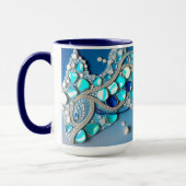 Dingin Blue Iridescent Mosaic Tasse (Links)