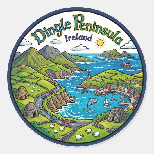 Dingle-Halbinsel Irland Runder Aufkleber (Vorderseite)